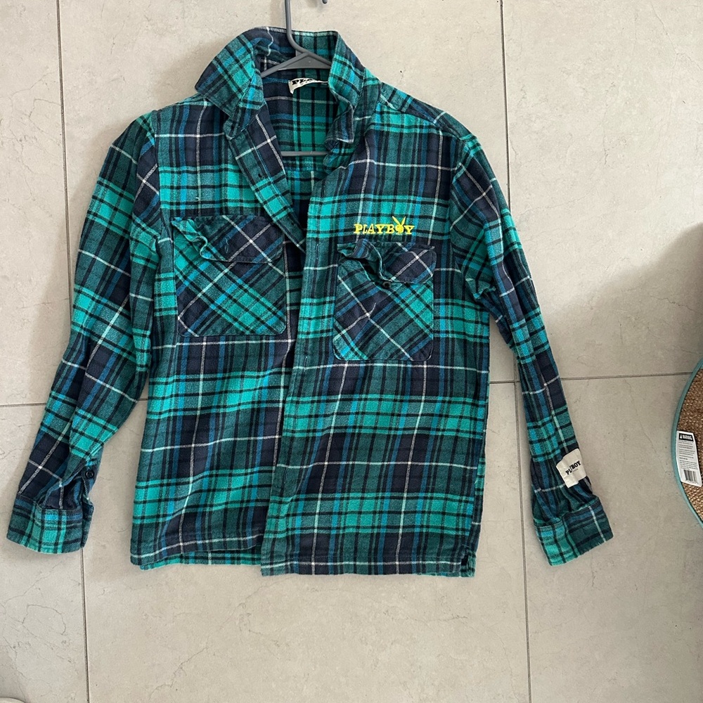 Playboy Green Plaid Flannel Shirt